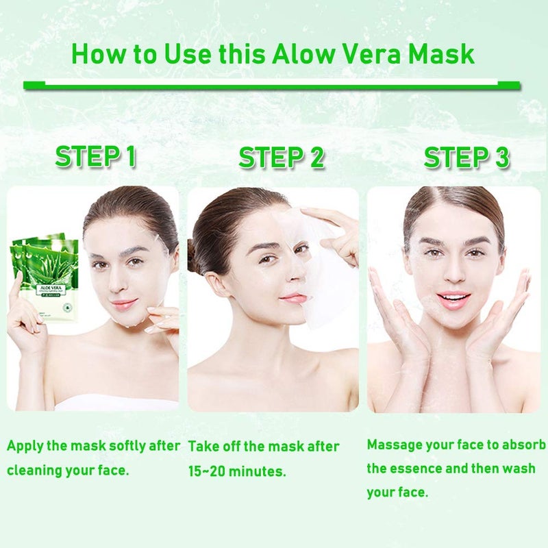 PalNour Aloe Facial Skincare Sheet Hydrating Moisturizing Revitalizing Facial Skincare Sheet for Dry, Oily, Sensitive and Tired Skin 25ml/0.8oz, Pack of 10 - Image 5